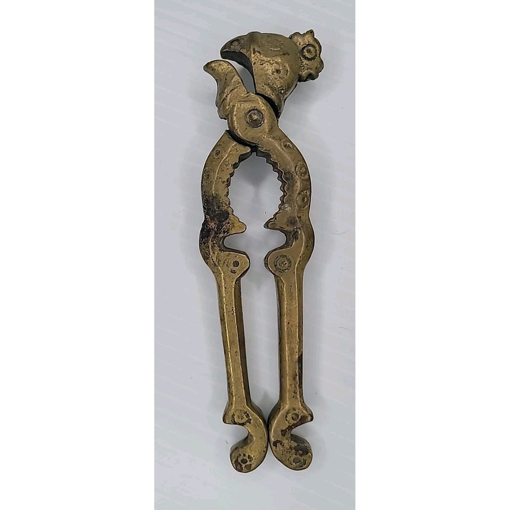 Vintage Brass Rooster Chicken Head Nut Cracker Bottle Opener Kitchen Gadget - Picture 2 of 6